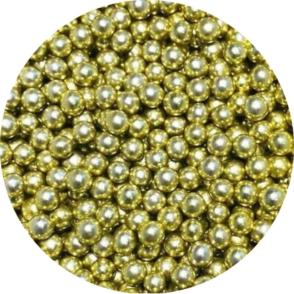 Purple Cupcakes 10mm Gold Metallic Shiny Chocolate Filled Sugar Pearls 80g