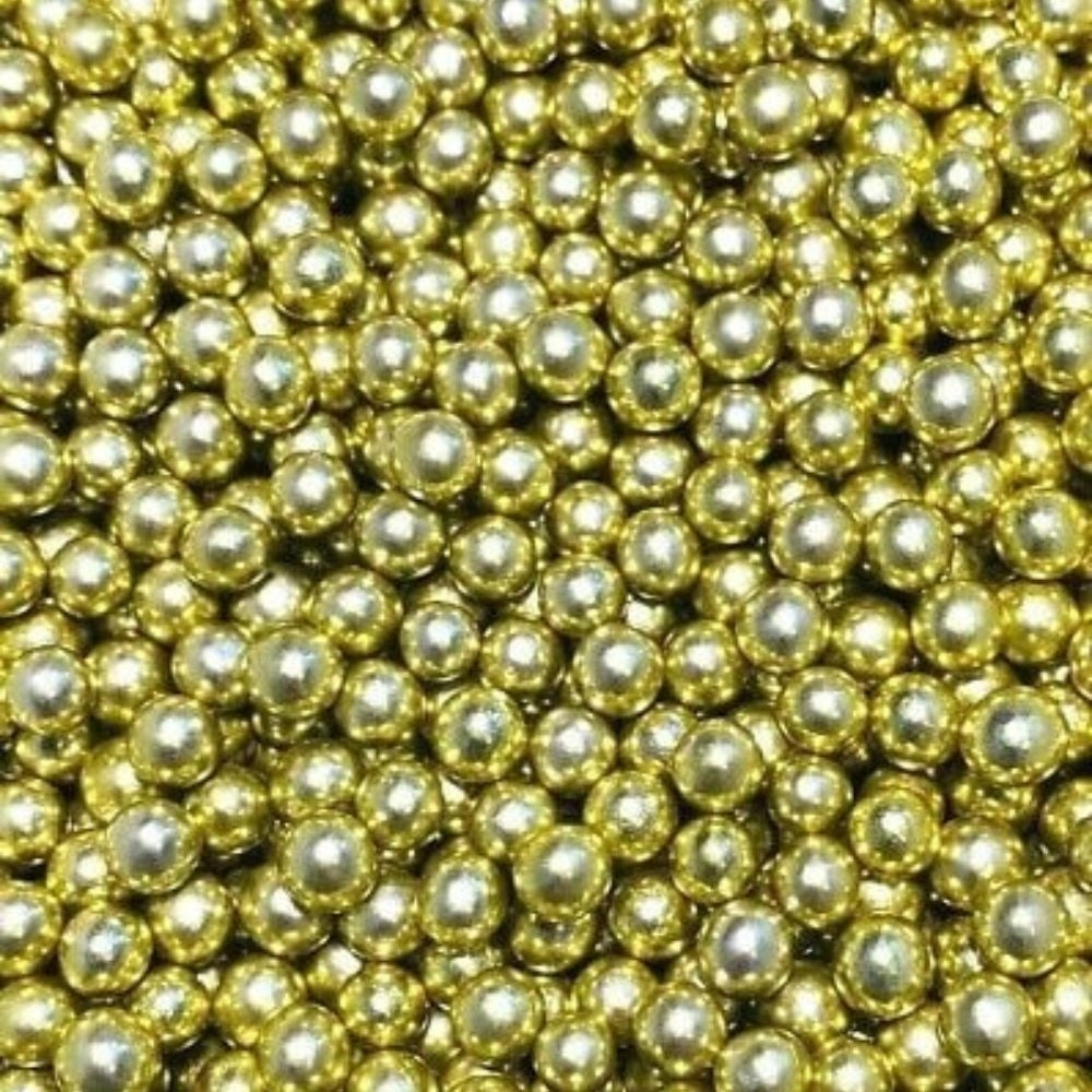 Purple Cupcakes 10mm Gold Metallic Shiny Chocolate Filled Sugar Pearls 80g