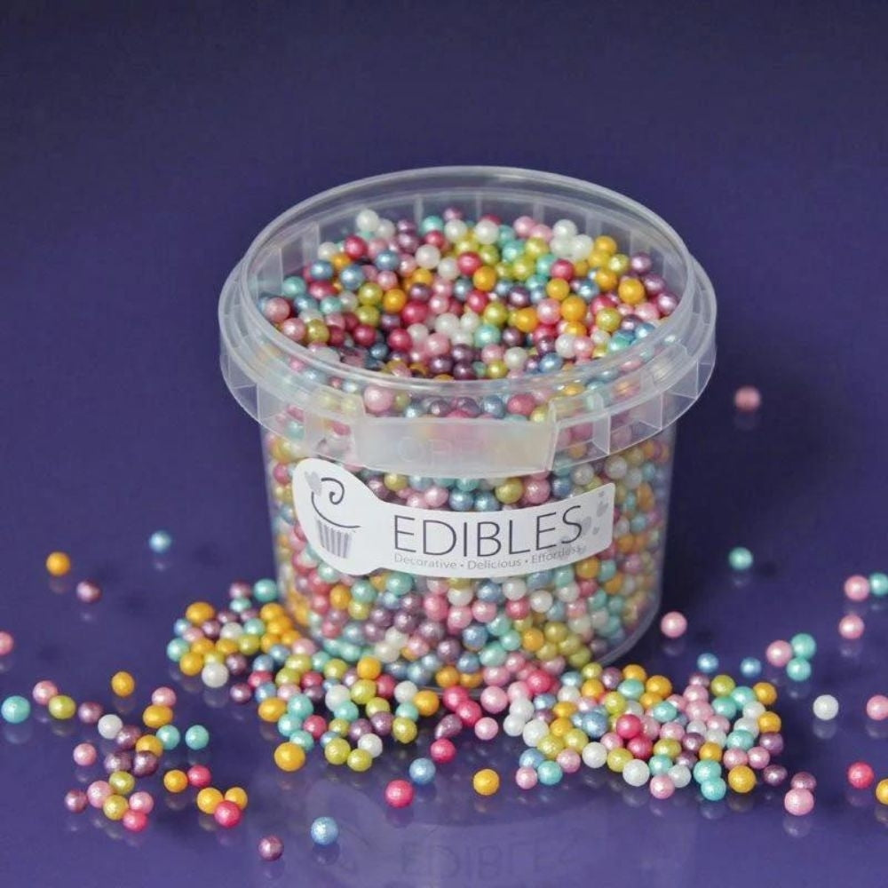 Purple Cupcakes 4mm Shimmer Multi-Colour Sugar Pearls 80g