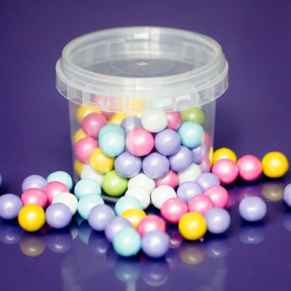 Purple Cupcakes 10mm Shimmer Rainbow Chocolate Filled Sugar Pearls 80g