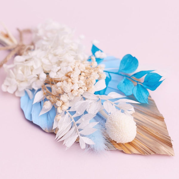 The Baked Studio Blue, Gold & White Palm Spear Bouquet