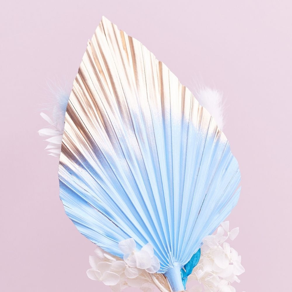 The Baked Studio Blue, Gold & White Palm Spear Bouquet