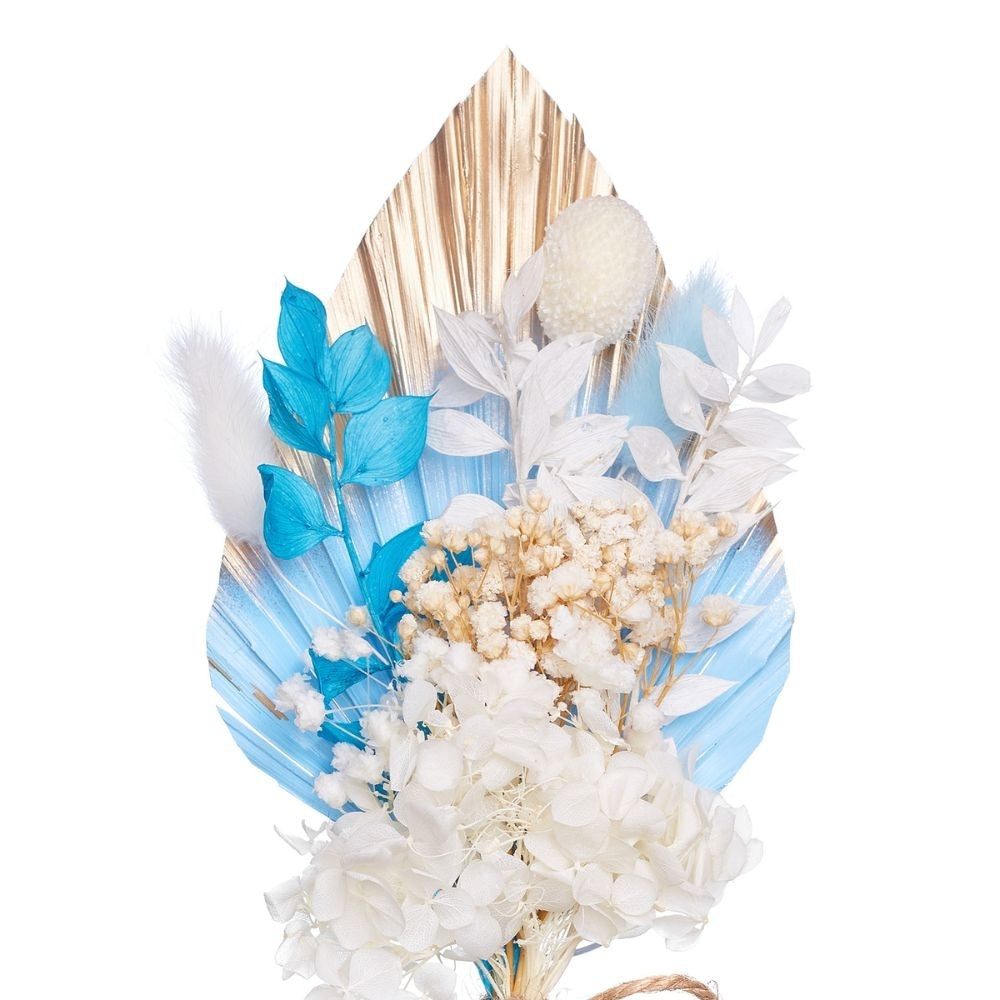 The Baked Studio Blue, Gold & White Palm Spear Bouquet