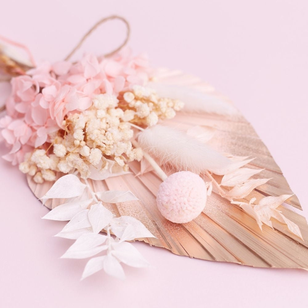 The Baked Studio Gold, Pink & White Palm Spear Bouquet