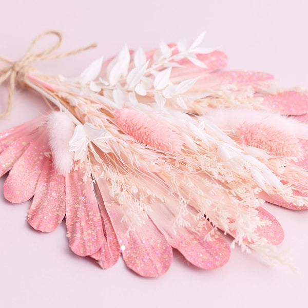 The Baked Studio Pink Glitter Shell Palm Bouquet
