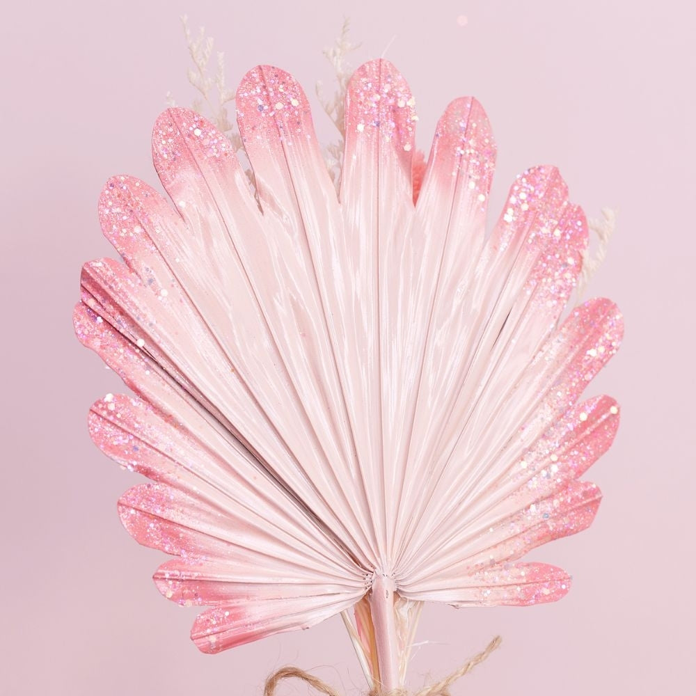 The Baked Studio Pink Glitter Shell Palm Bouquet