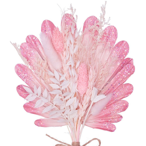 The Baked Studio Pink Glitter Shell Palm Bouquet