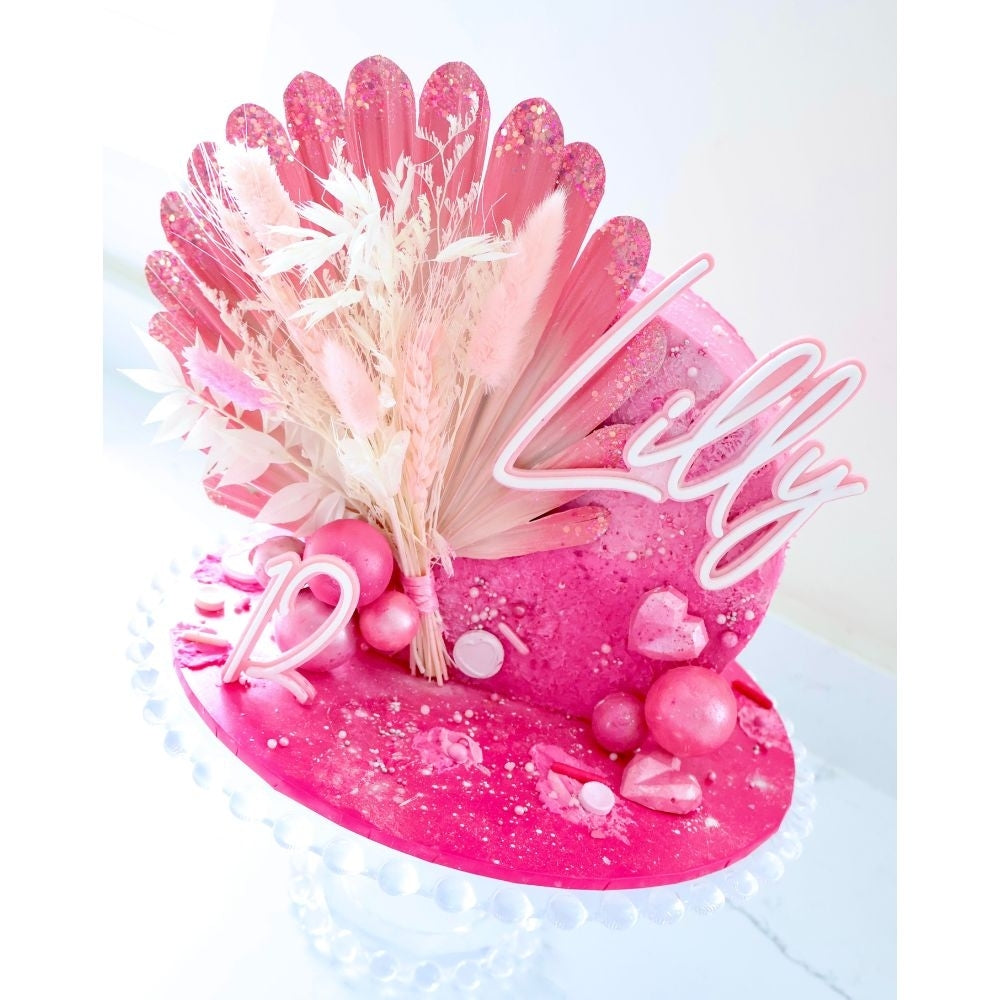 The Baked Studio Pink Glitter Shell Palm Bouquet