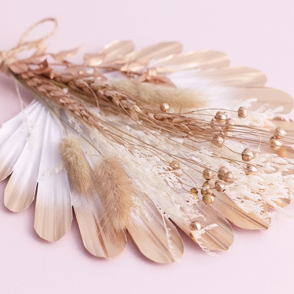 The Baked Studio Gold & White Shell Palm Bouquet