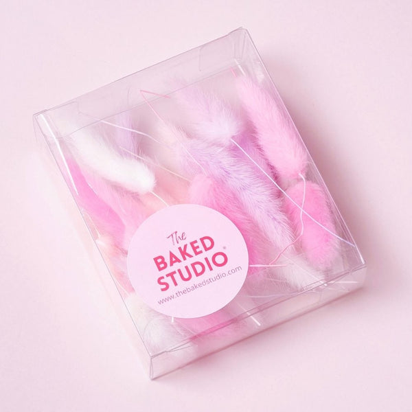 The Baked Studio Pink, White & Lilac Lagarus (Bunny Tails) Dried Flower Box
