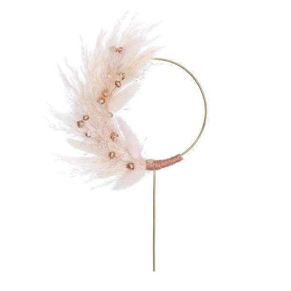 The Baked Studio Gold & White Dried Flower Ring 10cm (With Stem)