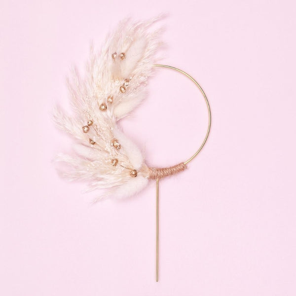 The Baked Studio Gold & White Dried Flower Ring 10cm (With Stem)