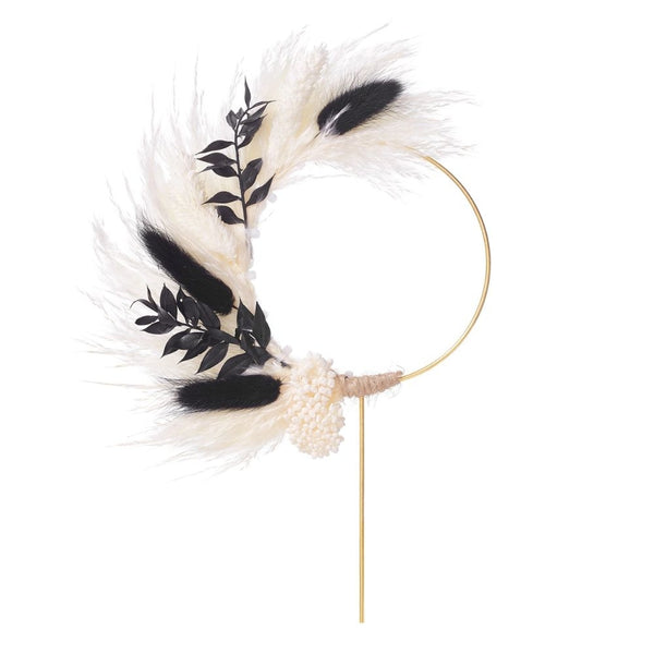 The Baked Studio Black & White Dried Flower Ring 10cm (With Stem)