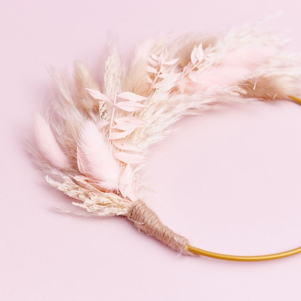The Baked Studio Natural Pink Dried Flower Ring 14cm (Without Stem)