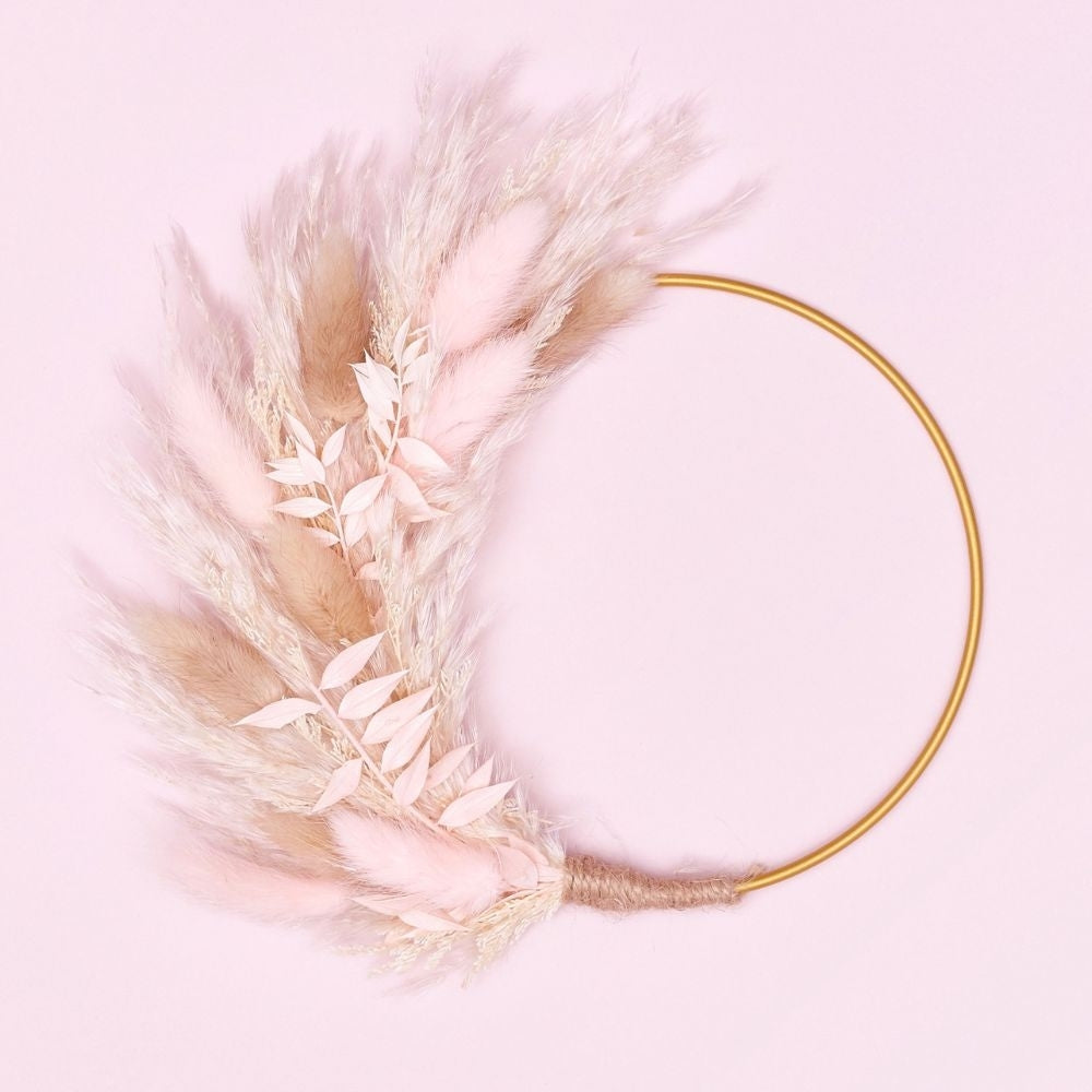 The Baked Studio Natural Pink Dried Flower Ring 14cm (Without Stem)