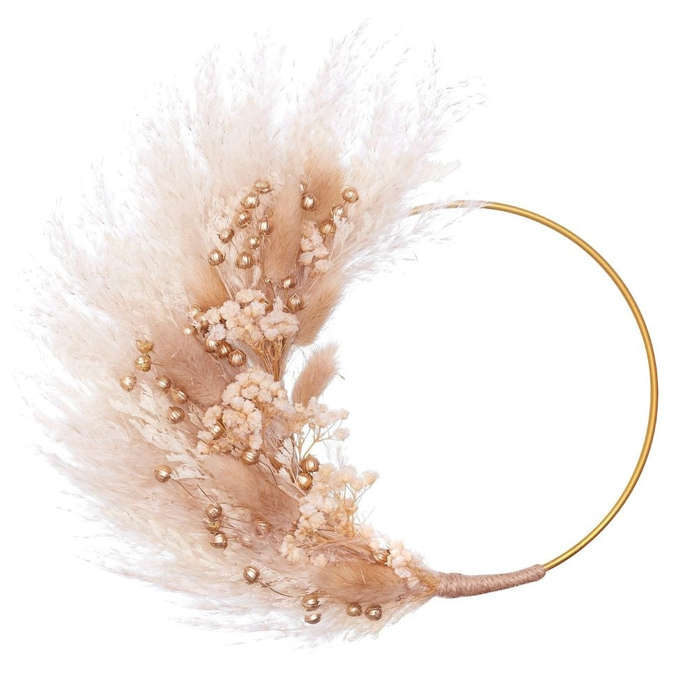 The Baked Studio Natural Gold Dried Flower Ring 14cm (Without Stem)