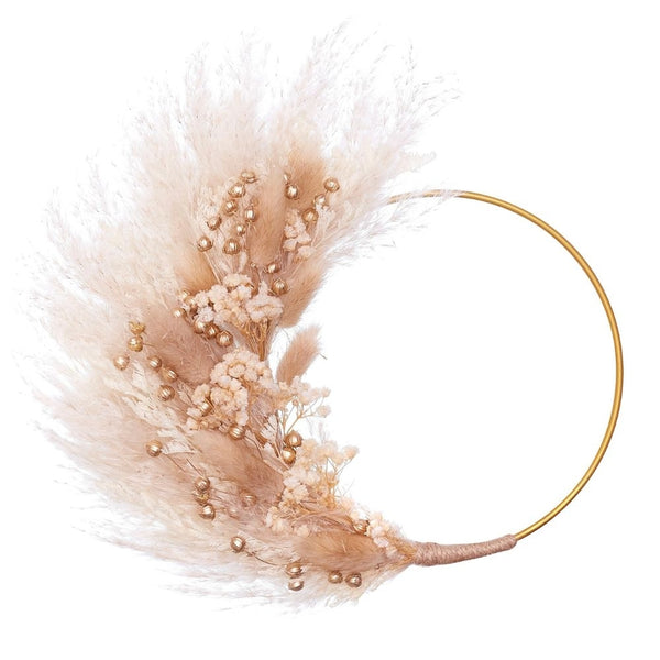 The Baked Studio Natural Gold Dried Flower Ring 14cm (Without Stem)