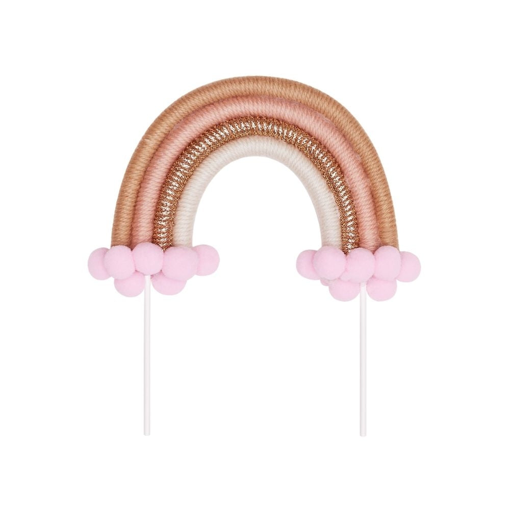 The Baked Studio Light Pink & Gold Rainbow Cake Topper (Small)