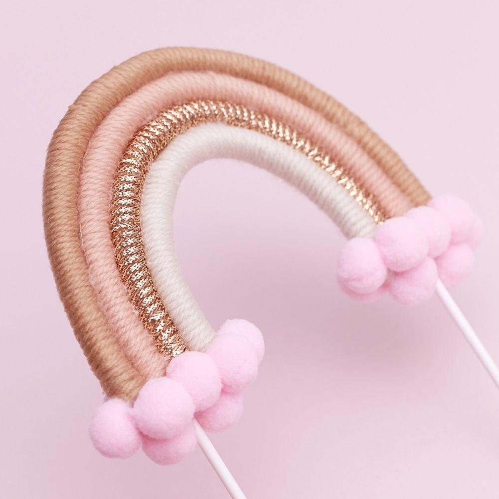 The Baked Studio Light Pink & Gold Rainbow Cake Topper (Small)