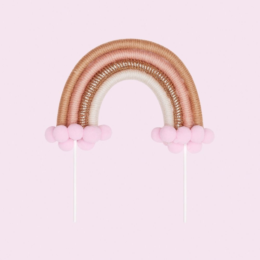 The Baked Studio Light Pink & Gold Rainbow Cake Topper (Small)