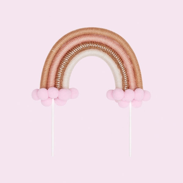 The Baked Studio Light Pink & Gold Rainbow Cake Topper (Small)