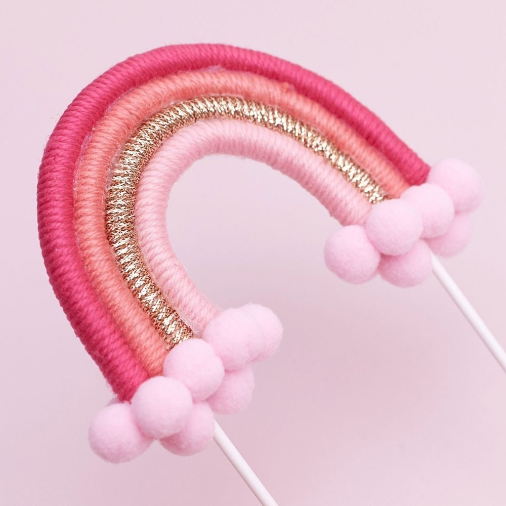 The Baked Studio Pink & Gold Rainbow Cake Topper (Small)