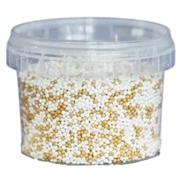 Purple Cupcakes 2mm Shimmer Pearl & Gold Non-Pareil Sugar Pearls (V) 100g