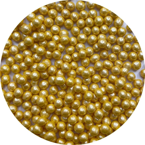Purple Cupcakes 4mm Shimmer Light Gold Non-Pareil Sugar Pearls (V) 80g