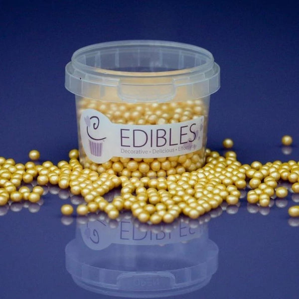 Purple Cupcakes 4mm Shimmer Light Gold Non-Pareil Sugar Pearls (V) 80g