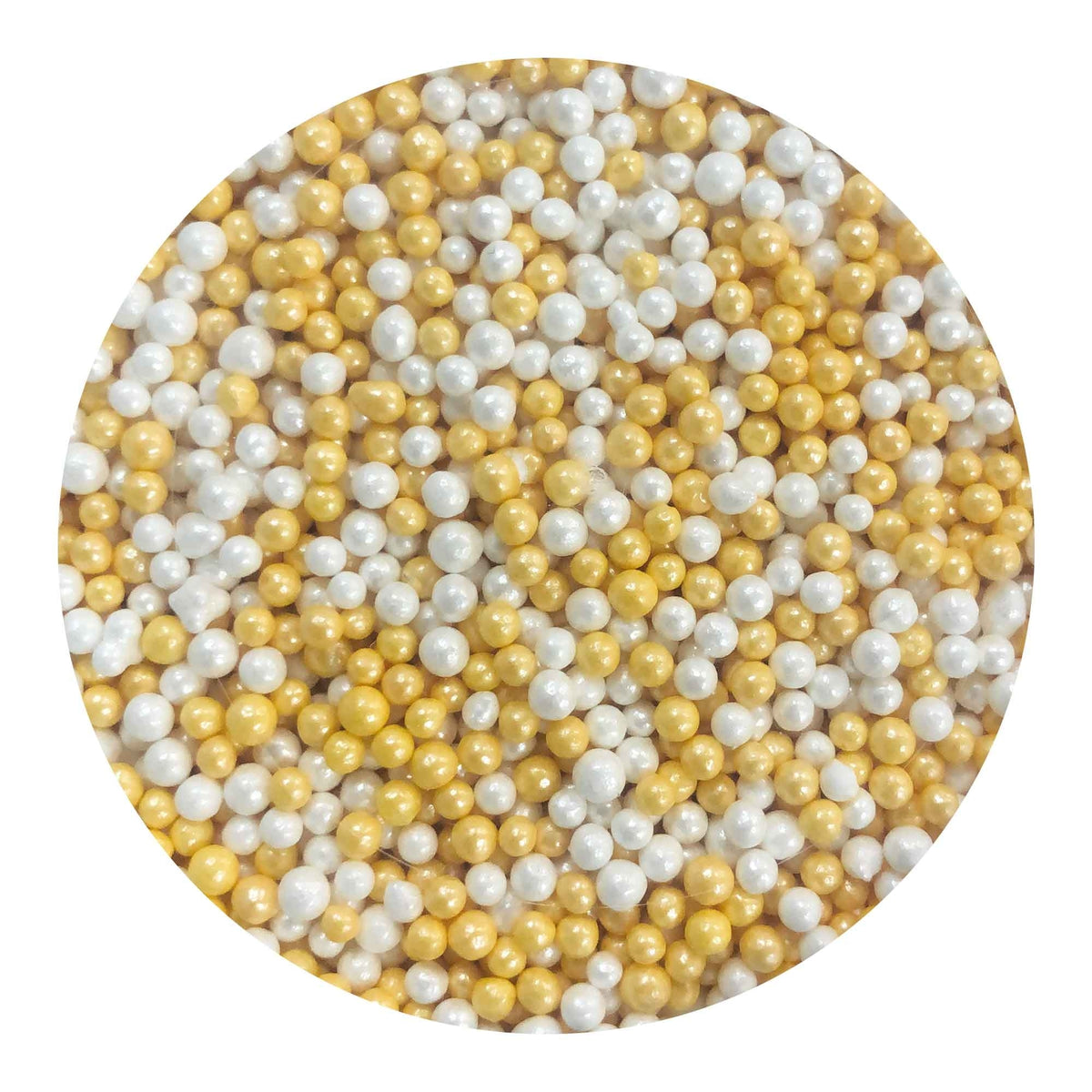 Purple Cupcakes 2mm Shimmer Pearl & Gold Non-Pareil Sugar Pearls (V) 100g