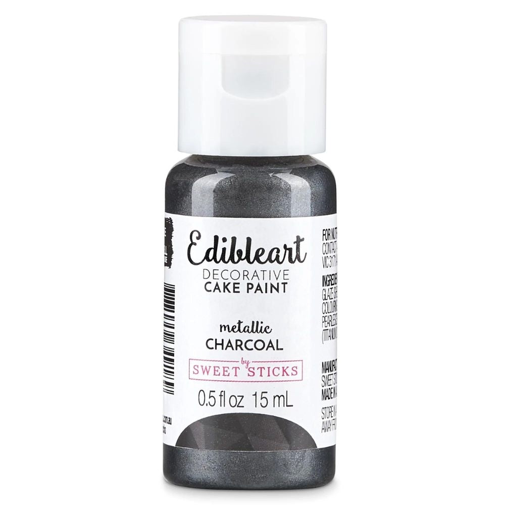 Sweet Sticks Metallic Edible Art Paint 15ml - Charcoal