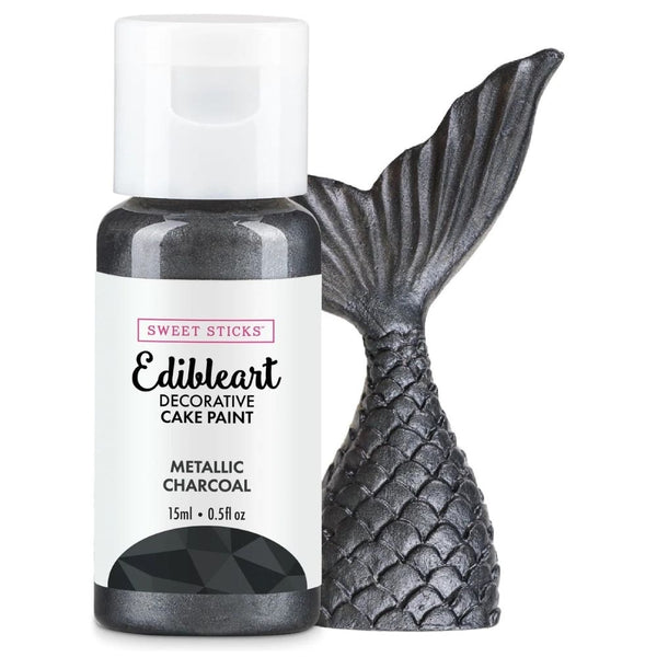 Sweet Sticks Metallic Edible Art Paint 15ml - Charcoal