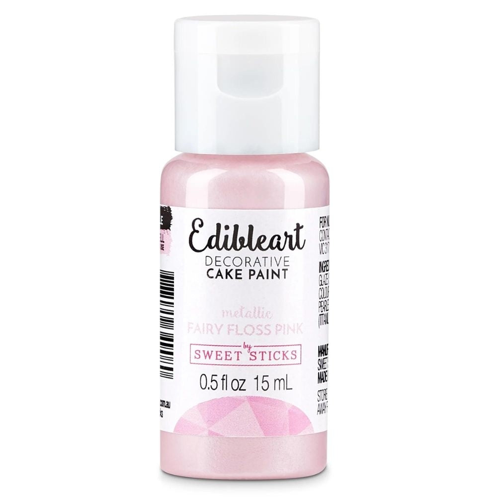 Sweet Sticks Metallic Edible Art Paint 15ml - Fairy Floss Pink