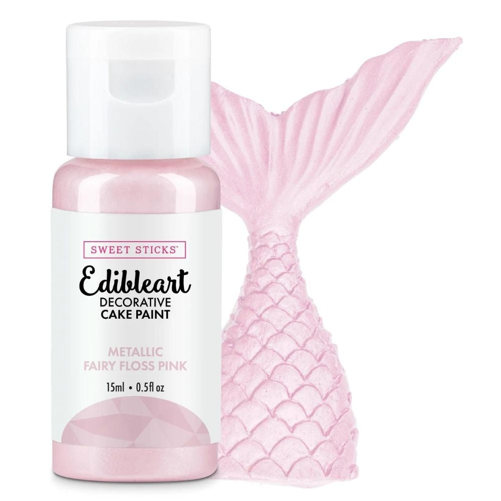 Sweet Sticks Metallic Edible Art Paint 15ml - Fairy Floss Pink