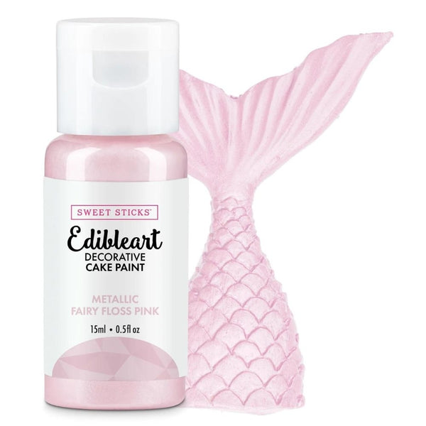 Sweet Sticks Metallic Edible Art Paint 15ml - Fairy Floss Pink