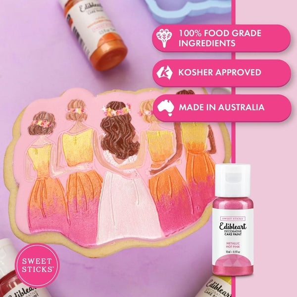 Sweet Sticks Metallic Edible Art Paint 15ml - Hot Pink