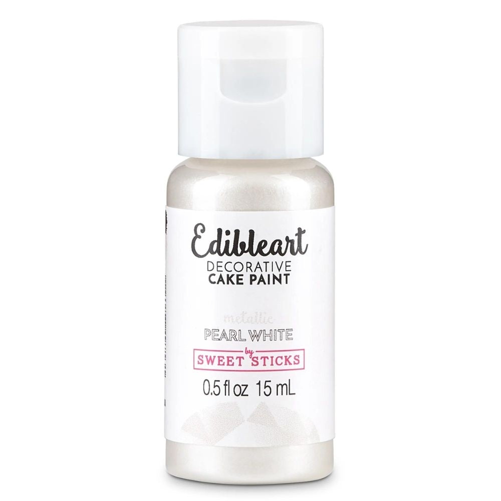 Sweet Sticks Metallic Edible Art Paint 15ml - Pearl White