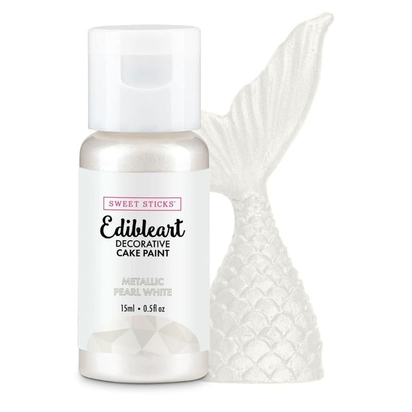 Sweet Sticks Metallic Edible Art Paint 15ml - Pearl White