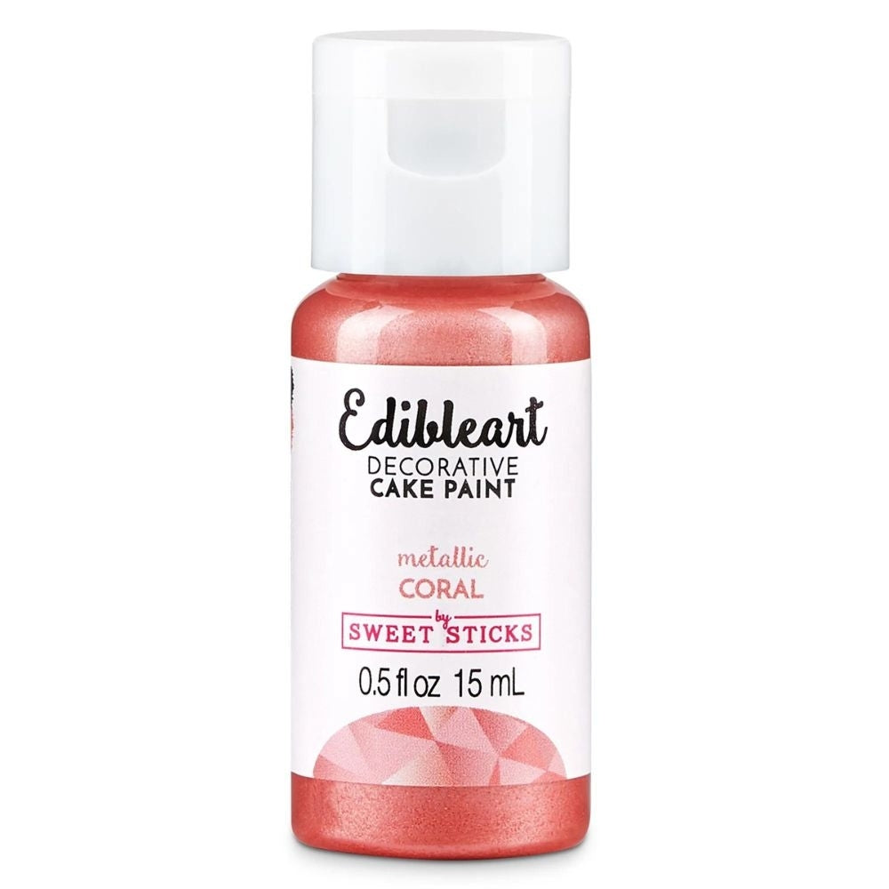Sweet Sticks Metallic Edible Art Paint 15ml - Coral