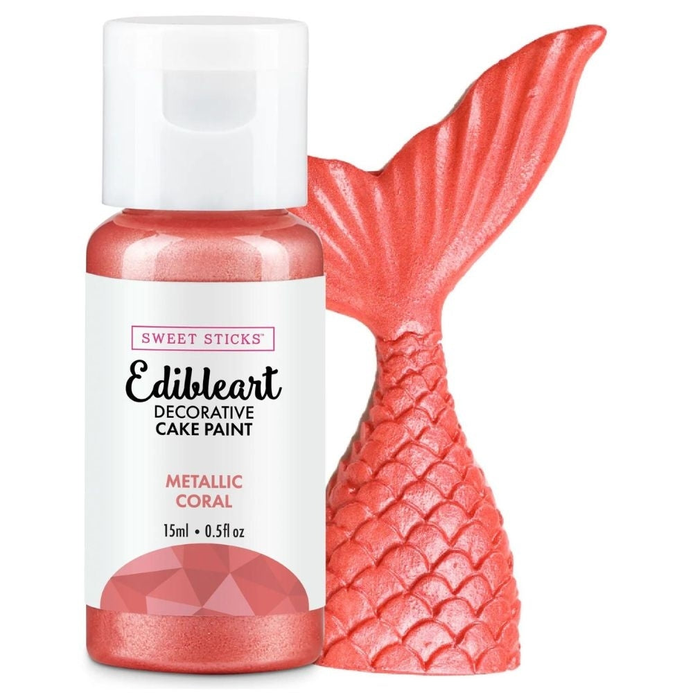 Sweet Sticks Metallic Edible Art Paint 15ml - Coral