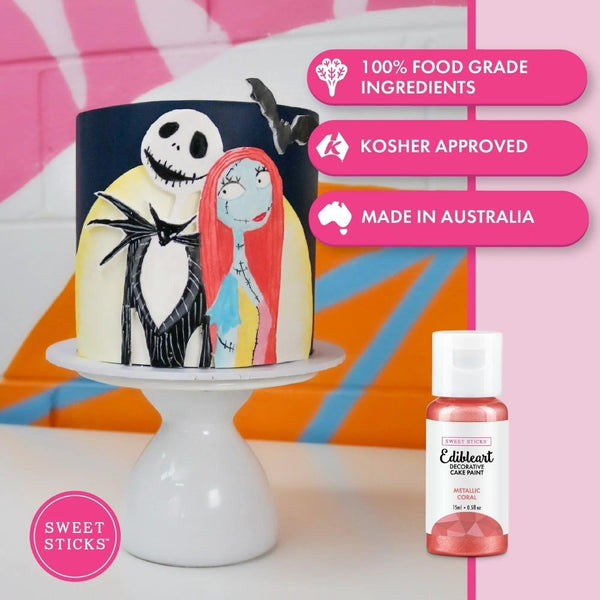 Sweet Sticks Metallic Edible Art Paint 15ml - Coral