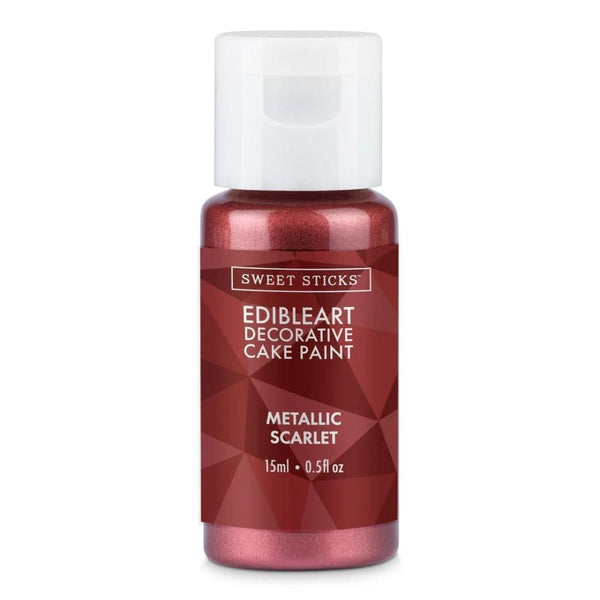 Sweet Sticks Metallic Edible Art Paint 15ml - Scarlet
