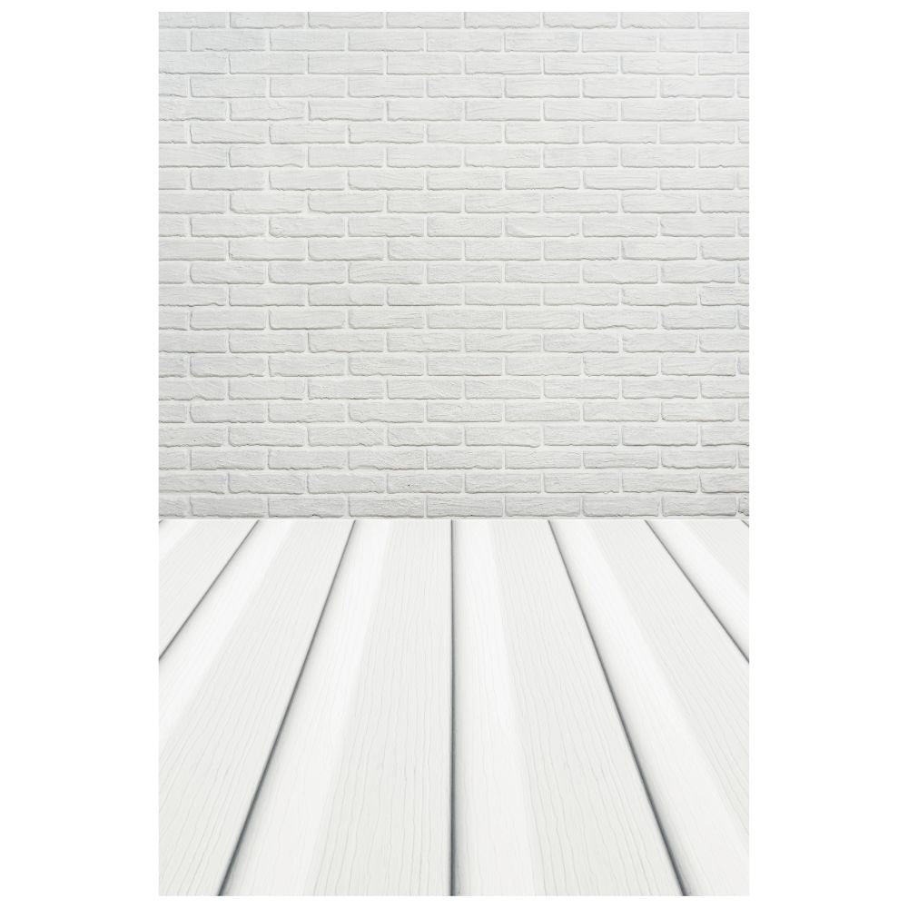 Simply Making White Brick With Wooden Floor Photography Backdrop