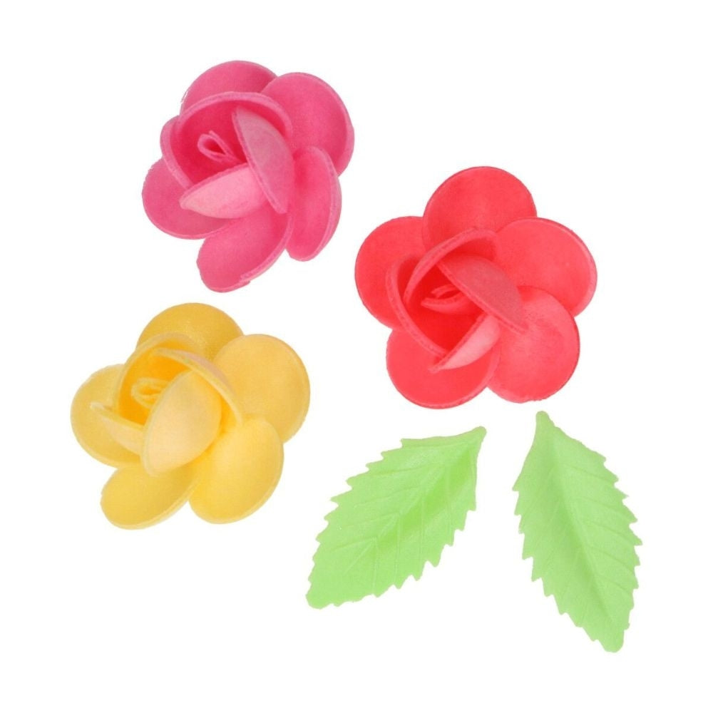 FunCakes Edible Frangipani & Leaves Wafer Flowers Pack Of 15