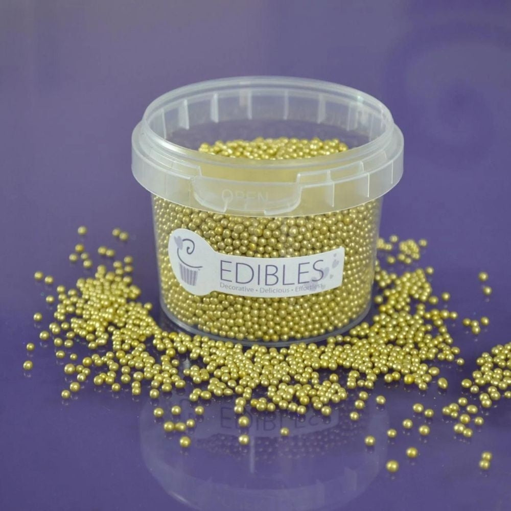 Purple Cupcakes Gold Metallic Pearls 100g