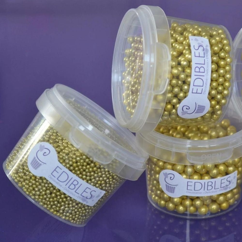 Purple Cupcakes Gold Metallic Pearls 100g