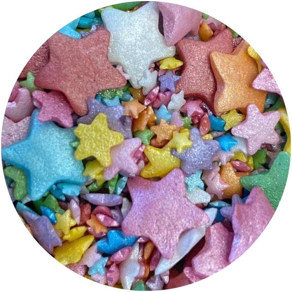 Purple Cupcakes Multicoloured Shimmer Mixed Star Sprinkle Mix 60g