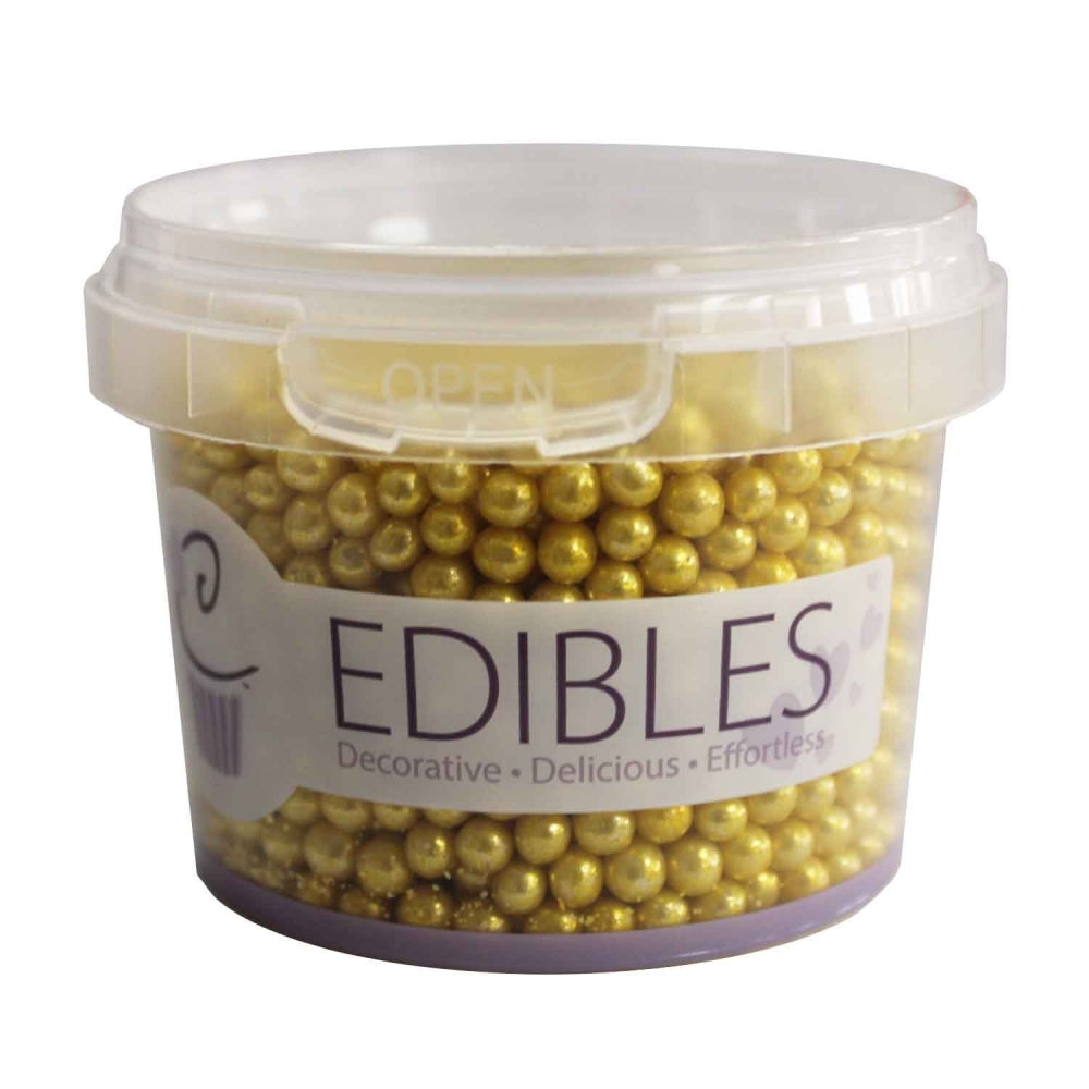 Purple Cupcakes Gold Metallic Pearls 100g