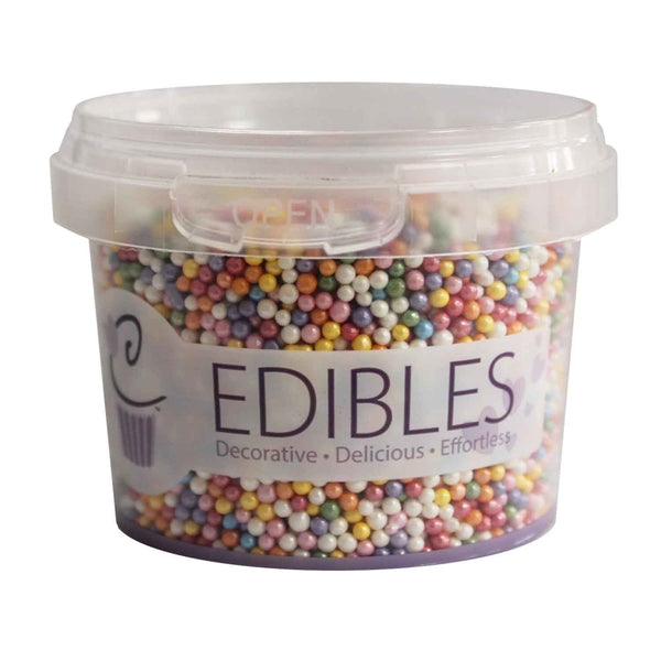 Purple Cupcakes 2mm Rainbow Shimmer Non-Pareil Sugar Pearls (V) 90g