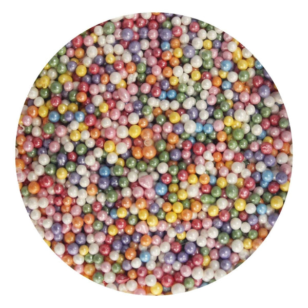 Purple Cupcakes 2mm Rainbow Shimmer Non-Pareil Sugar Pearls (V) 90g